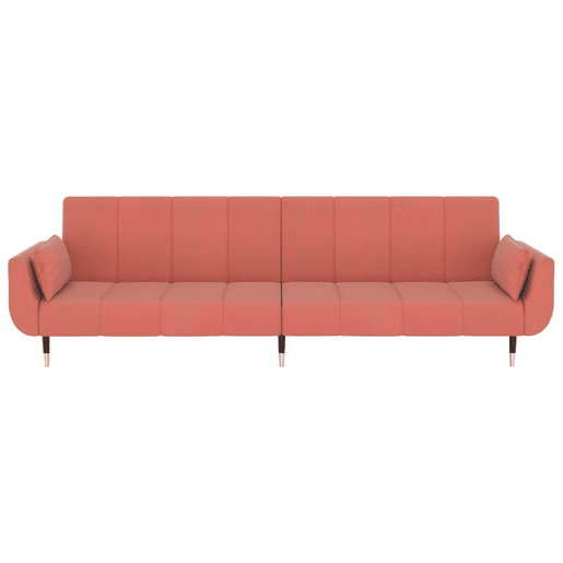 Sofá-cama, Sofá conversível 2 lugares com duas almofadas veludo rosa
