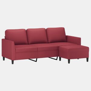 Sofá 3 lugares - Sofá fixo c apoio pés 180 cm couro artif. vermelho tinto