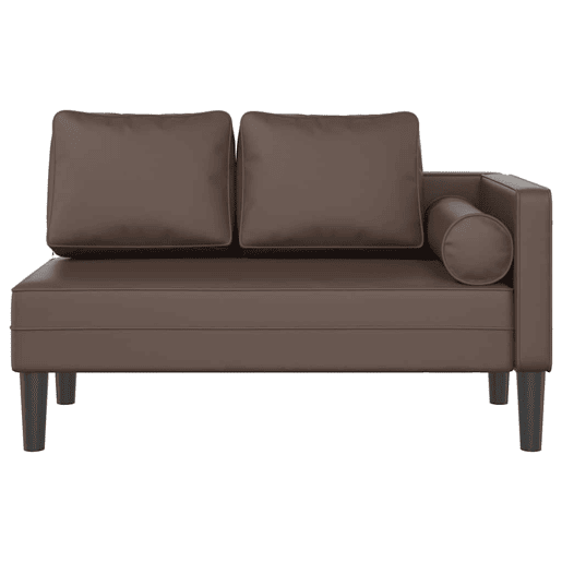 Chaise longue com almofadões couro artificial castanho Chaise longue com almofadões couro artificial castanho