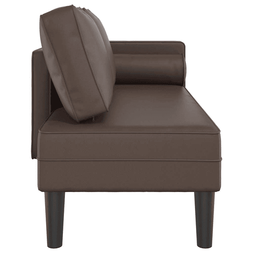 Chaise longue com almofadões couro artificial castanho Chaise longue com almofadões couro artificial castanho