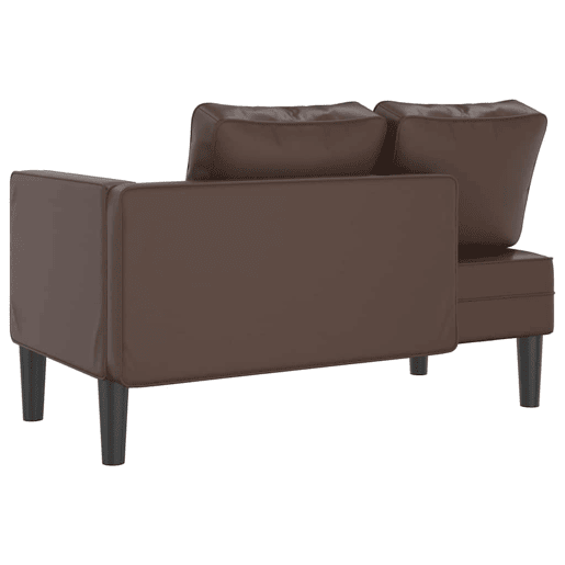 Chaise longue com almofadões couro artificial castanho Chaise longue com almofadões couro artificial castanho