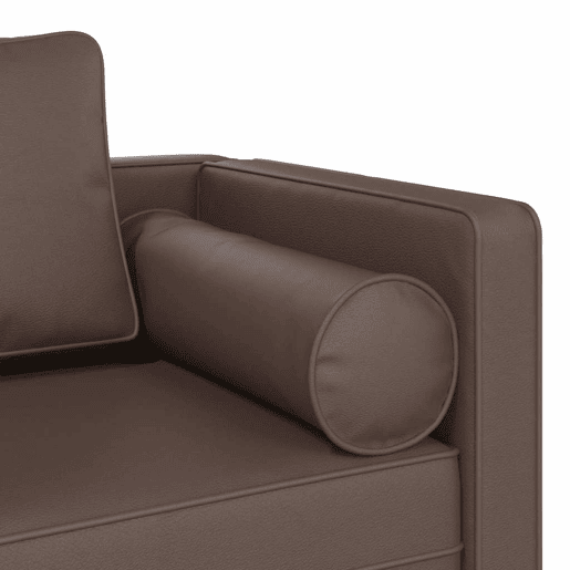 Chaise longue com almofadões couro artificial castanho Chaise longue com almofadões couro artificial castanho