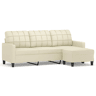Sofá 3 lugares - Sofá fixo c apoio pés 180 cm couro artificial cor creme