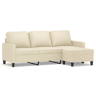 Sofá 3 lugares - Sofá fixo c apoio pés 180 cm couro artificial cor creme