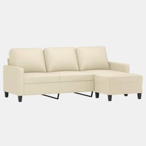 Sofá 3 lugares - Sofá fixo c apoio pés 180 cm couro artificial cor creme