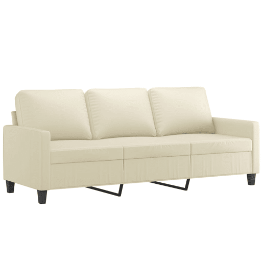 Sofá 3 lugares - Sofá fixo c apoio pés 180 cm couro artificial cor creme