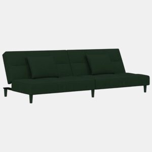 Sofá-cama, Sofá conversível 2 lugares com duas almofadas veludo verde-escuro