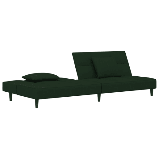 Sofá-cama, Sofá conversível 2 lugares com duas almofadas veludo verde-escuro