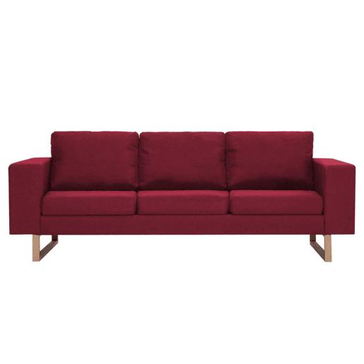 Sofá de 3 lugares - Sofá fixo em tecido vermelho tinto