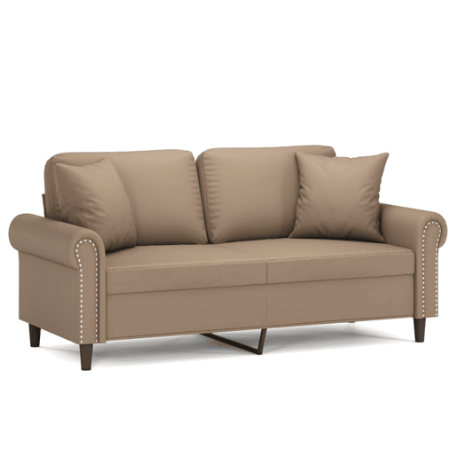 Sofá 2 lugares - Sofá fixo + almofadas 140 cm couro artificial cappuccino