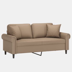 Sofá 2 lugares - Sofá fixo + almofadas 140 cm couro artificial cappuccino