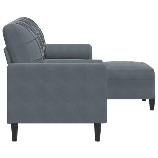 Sofá de 3 lugares - Sofá fixo com apoio de pés 180 cm veludo cinza-escuro