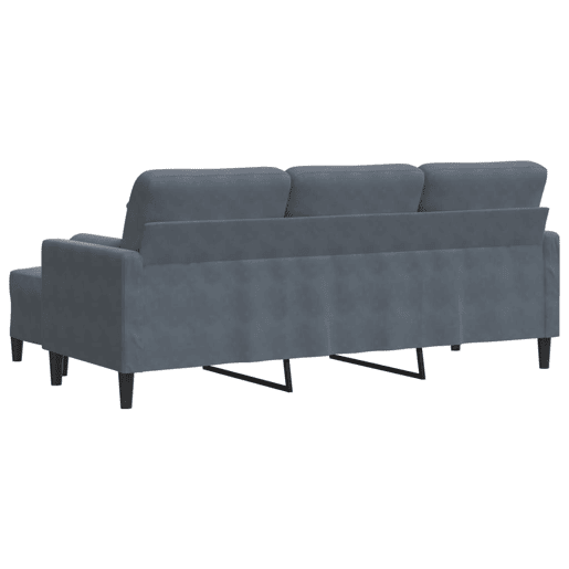 Sofá de 3 lugares - Sofá fixo com apoio de pés 180 cm veludo cinza-escuro