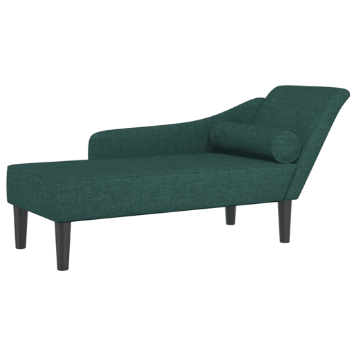 Sofá Chaise lounge - Sofá de canto com almofadões tecido verde-escuro