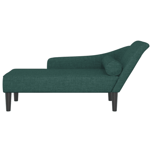 Sofá Chaise lounge - Sofá de canto com almofadões tecido verde-escuro
