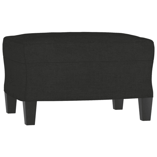 Sofá de 3 lugares - Sofá fixo com apoio de pés 180 cm tecido preto Sofá de 3 lugares - Sofá fixo com apoio de pés 180 cm tecido preto