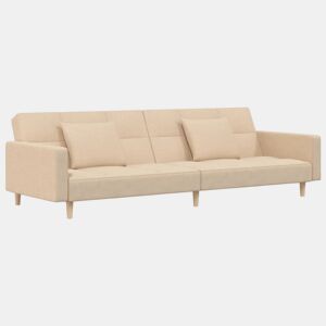 Sofá-cama, Sofá conversível 2 lugares com duas almofadas tecido cor creme
