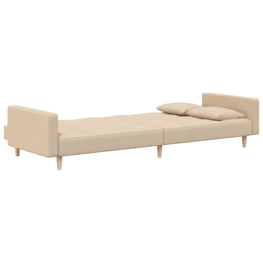 Sofá-cama, Sofá conversível 2 lugares com duas almofadas tecido cor creme