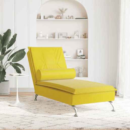 Sofá Chaise lounge - Sofá de canto de massagem com rolo veludo amarelo