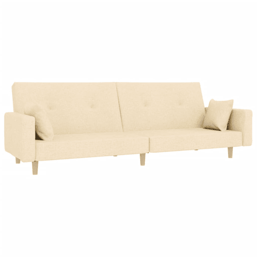 Sofá-cama, Sofá conversível 2 lugares com duas almofadas tecido cor creme