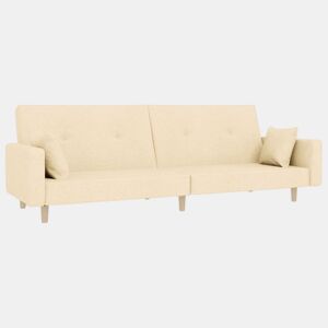 Sofá-cama, Sofá conversível 2 lugares com duas almofadas tecido cor creme