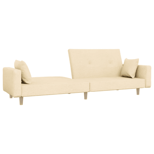 Sofá-cama, Sofá conversível 2 lugares com duas almofadas tecido cor creme