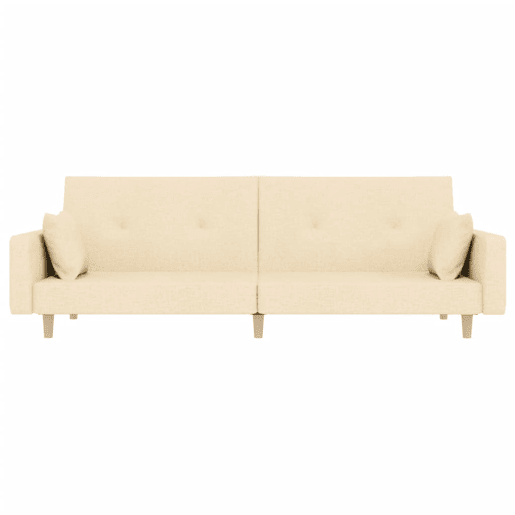 Sofá-cama, Sofá conversível 2 lugares com duas almofadas tecido cor creme