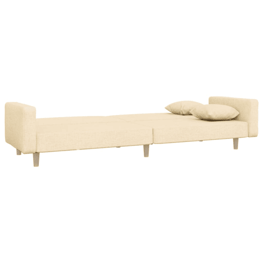 Sofá-cama, Sofá conversível 2 lugares com duas almofadas tecido cor creme