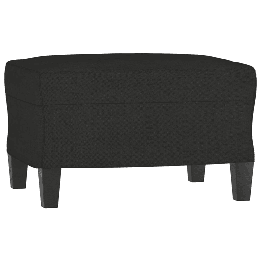 Sofá de 3 lugares - Sofá fixo com apoio de pés 180 cm tecido preto Sofá de 3 lugares - Sofá fixo com apoio de pés 180 cm tecido preto