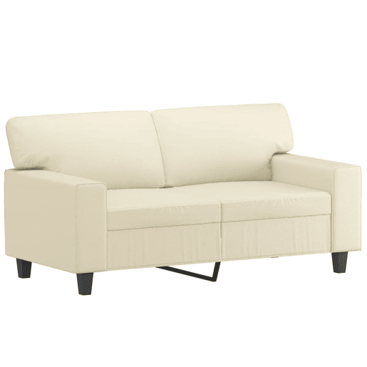 Sofá de 2 lugares - Sofá fixo 120 cm couro artificial cor creme Sofá de 2 lugares - Sofá fixo 120 cm couro artificial cor creme