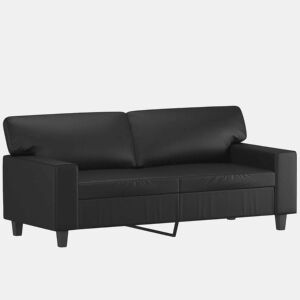 Sofá de 2 lugares - Sofá fixo 140 cm couro artificial preto