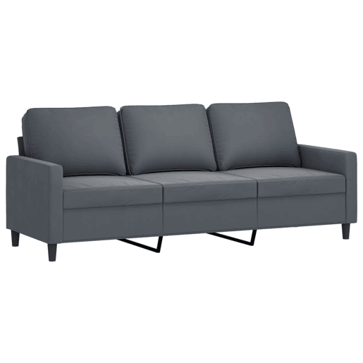 Sofá de 3 lugares - Sofá fixo com apoio de pés 180 cm veludo cinza-escuro Sofá de 3 lugares - Sofá fixo com apoio de pés 180 cm veludo cinza-escuro