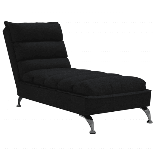 Sofá Chaise lounge - Sofá de canto com almofadões tecido preto