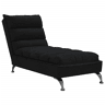 Sofá Chaise lounge - Sofá de canto com almofadões tecido preto