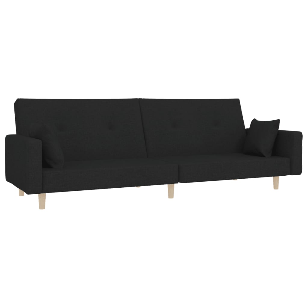 sofa cama - sofa convertible de 2 plazas con dos almohadas tela negro