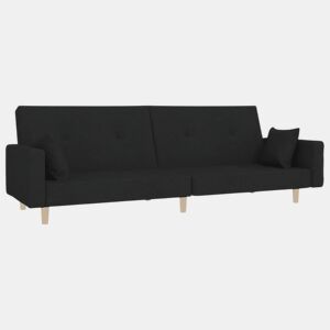 Sofá-cama, Sofá conversível 2 lugares com duas almofadas tecido preto