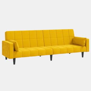 Sofá-cama, Sofá conversível 2 lugares com duas almofadas veludo amarelo