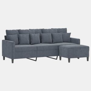 Sofá de 3 lugares - Sofá fixo com apoio de pés 180 cm veludo cinza-escuro