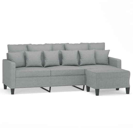 Sofá de 3 lugares - Sofá fixo com apoio de pés 180 cm tecido cinzento-claro Sofá de 3 lugares - Sofá fixo com apoio de pés 180 cm tecido cinzento-claro