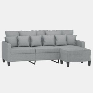 Sofá de 3 lugares - Sofá fixo com apoio de pés 180 cm tecido cinzento-claro