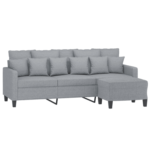 Sofá de 3 lugares - Sofá fixo com apoio de pés 180 cm tecido cinzento-claro Sofá de 3 lugares - Sofá fixo com apoio de pés 180 cm tecido cinzento-claro
