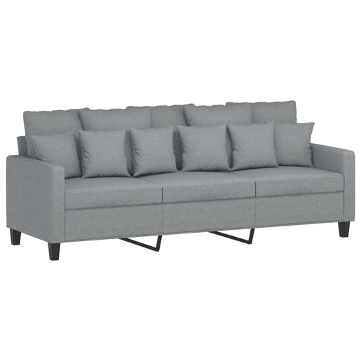 Sofá de 3 lugares - Sofá fixo com apoio de pés 180 cm tecido cinzento-claro Sofá de 3 lugares - Sofá fixo com apoio de pés 180 cm tecido cinzento-claro