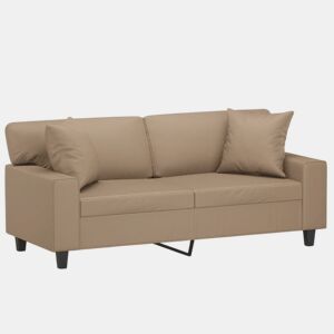 Sofá 2 lugares - Sofá fixo + almofadas 140 cm couro artificial cappuccino