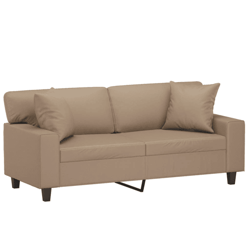 Sofá 2 lugares - Sofá fixo + almofadas 140 cm couro artificial cappuccino Sofá 2 lugares - Sofá fixo + almofadas 140 cm couro artificial cappuccino