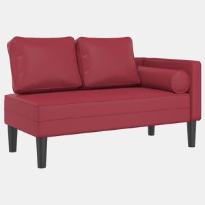 Chaise longue com almofadões couro artificial vermelho tinto