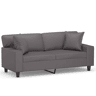 Sofá 2 lugares - Sofá fixo + almofadas decorativas 140cm couro artif. cinza