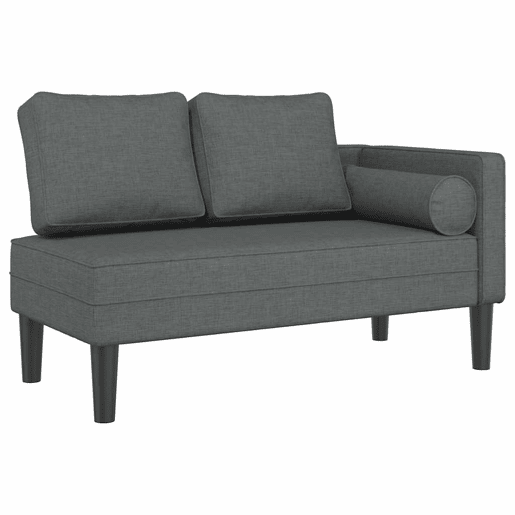 Sofá Chaise lounge - Sofá de canto com almofadões tecido cinzento-escuro Sofá Chaise lounge - Sofá de canto com almofadões tecido cinzento-escuro