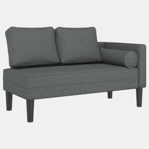 Sofá Chaise lounge - Sofá de canto com almofadões tecido cinzento-escuro