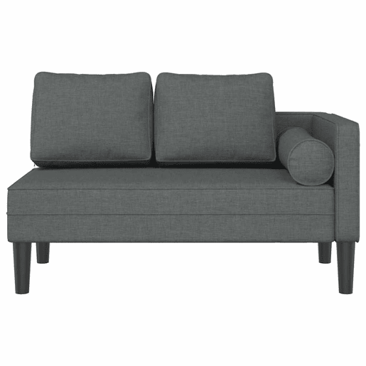 Sofá Chaise lounge - Sofá de canto com almofadões tecido cinzento-escuro Sofá Chaise lounge - Sofá de canto com almofadões tecido cinzento-escuro