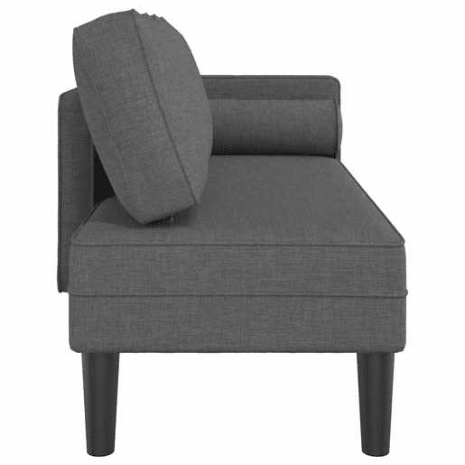 Sofá Chaise lounge - Sofá de canto com almofadões tecido cinzento-escuro Sofá Chaise lounge - Sofá de canto com almofadões tecido cinzento-escuro